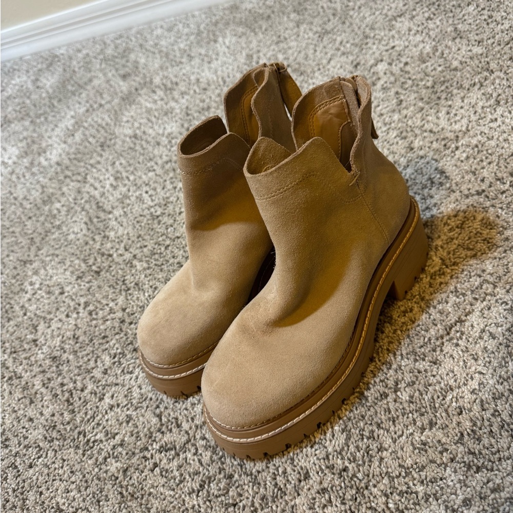 Gianni Bini Camel Suede Ankle Boots